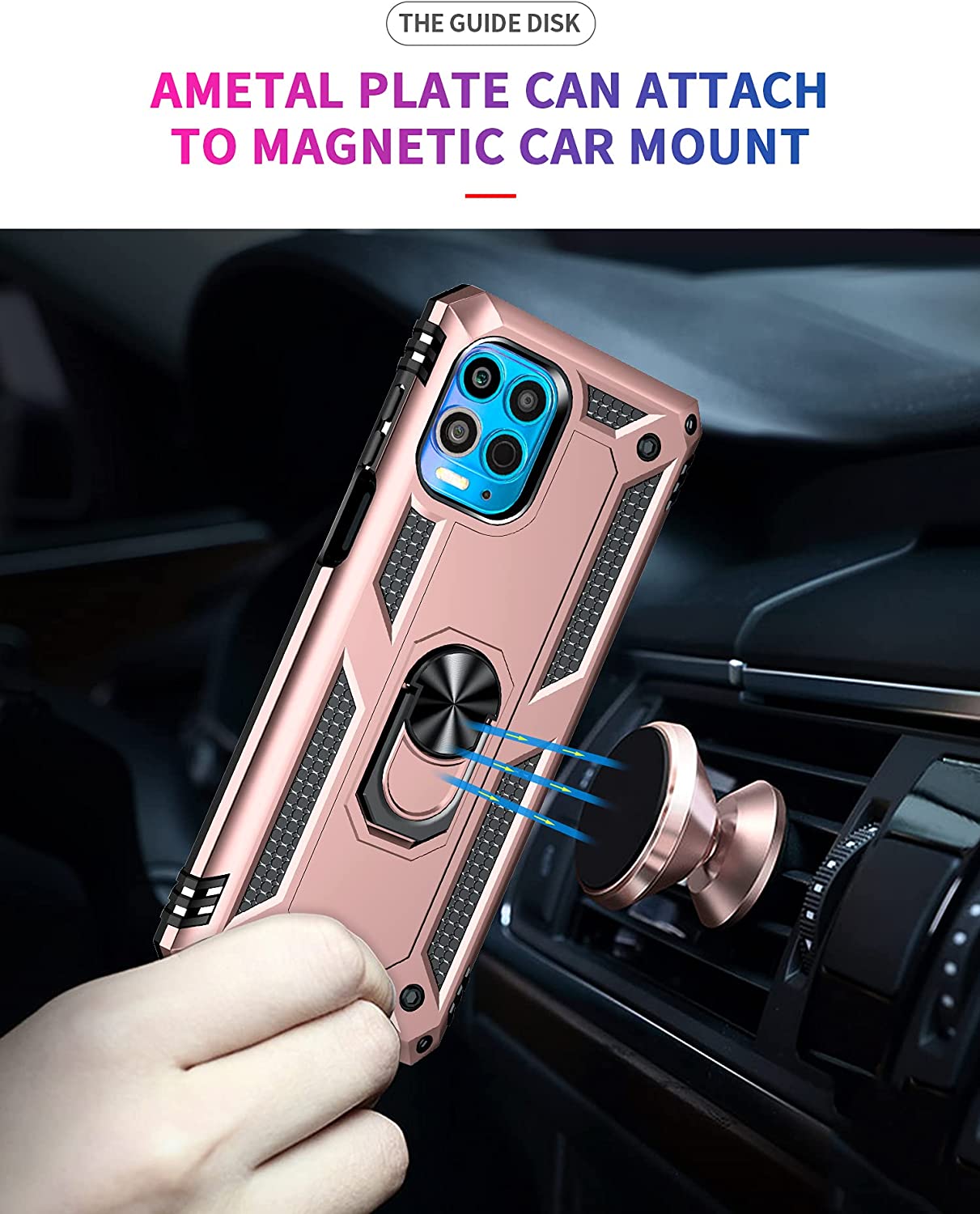 Protectores para celular  para Motorola  MOTO G100 Funda reforzada con anillo v2 Rosa
